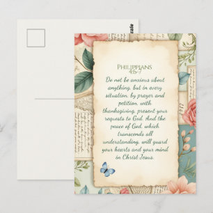 Carte Postale Cadeau d'encouragement chrétien Philippiens 4:6–7