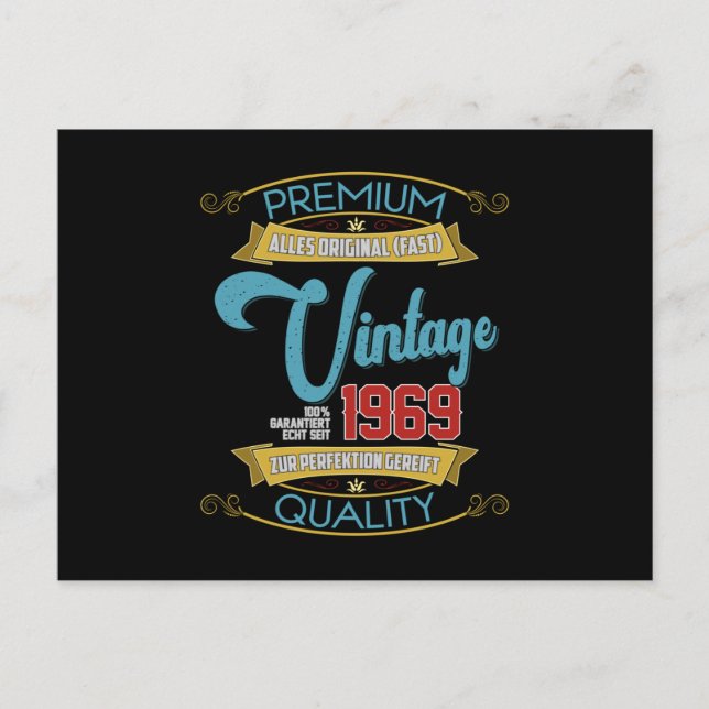 Carte Postale Cadeau drôle d'anniversaire amateur de rétro 1969 (Devant)