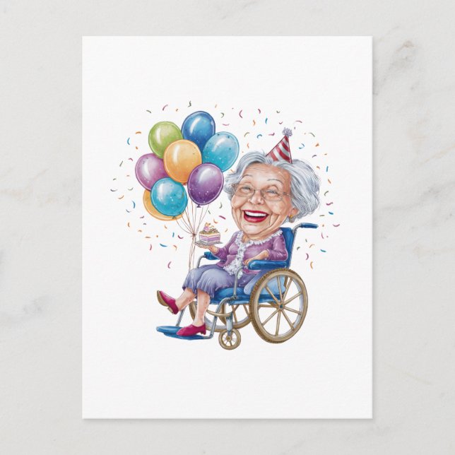 Carte Postale Cadeau drôle d'anniversaire pour grand-mère âgée p (Devant)