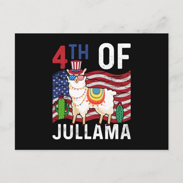 Carte Postale Cadeau drôle de llama patriotique du 14 juillet (Devant)
