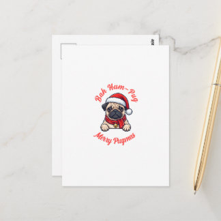 Carte Postale Cadeau drôle de Noël Pug grincheux amoureux des ch