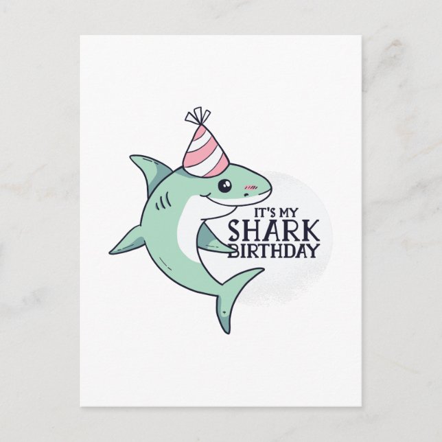 Carte Postale Cadeau drôle de SHARK pour anniversaire dessin ani (Devant)