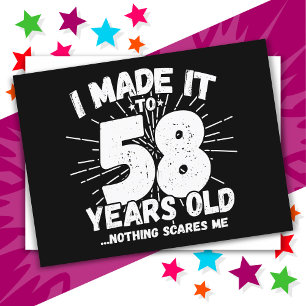 Carte Postale Cadeau drôle et sarcastique pour les 58 ans