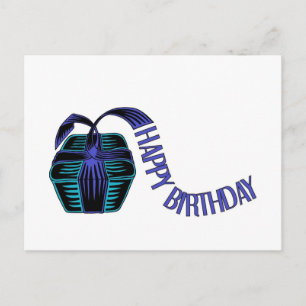 Carte Postale Cadeau enveloppé avec ruban disant joyeux annivers