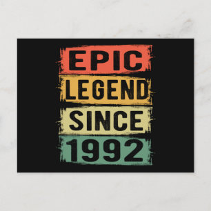 Carte Postale Cadeau épique d'anniversaire 33 ans Légende Épique