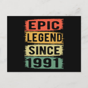 Carte Postale Cadeau épique pour 34 ans Légende pour 34e anniver
