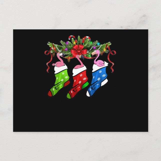 Carte Postale Cadeau Flamant rose | Joyeux Flamant rose de Noël (Devant)