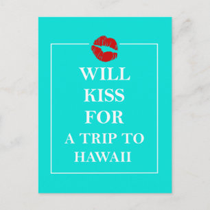 Carte Postale Cadeau Hawaï Embrasse pour un Voyage à Hawaï
