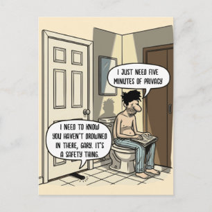 Carte Postale Cadeau Humour de Salle de Bain pour Papa de Chat D