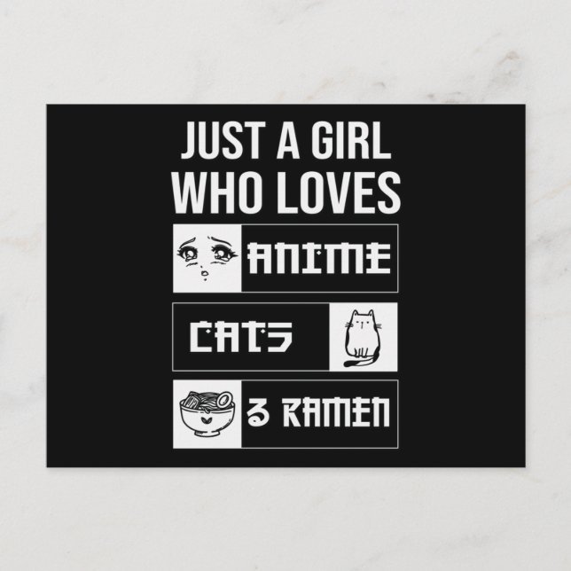Carte Postale Cadeau parfait Anime, chats et Ramen (Devant)