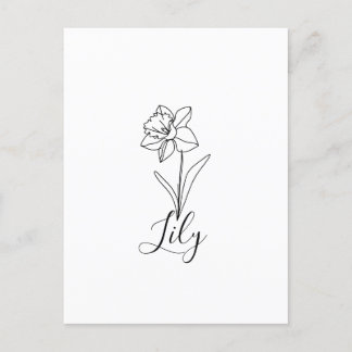 Carte Postale Cadeau personnalisé de fleur de naissance de Narci