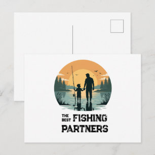 Carte Postale Cadeau personnalisé de pêche pour père et fils