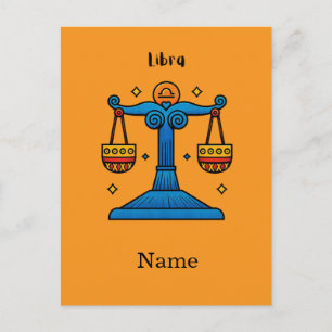 Carte Postale Cadeau personnalisé Libra Zodiaque Rétro Pop Art