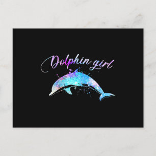 Carte Postale Cadeau pour amoureux de dauphins   Fille dauphin g