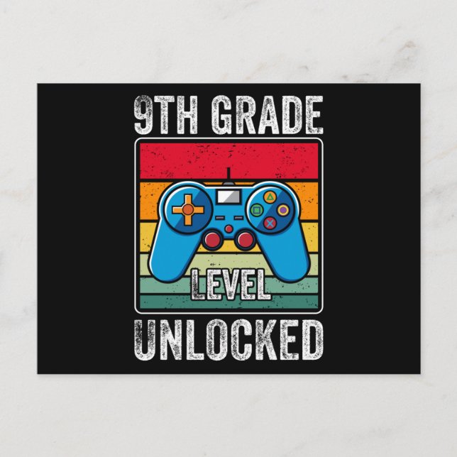 Carte Postale Cadeau pour élève de niveau 9ème débloqué jeu vidé (Devant)