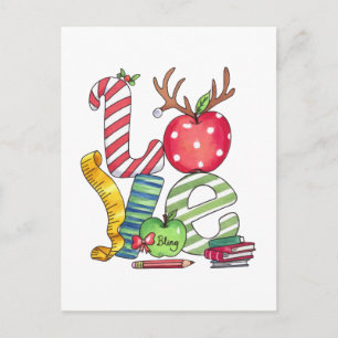 Carte Postale Cadeau pour Enseignant Crayon Pomme d'Amour