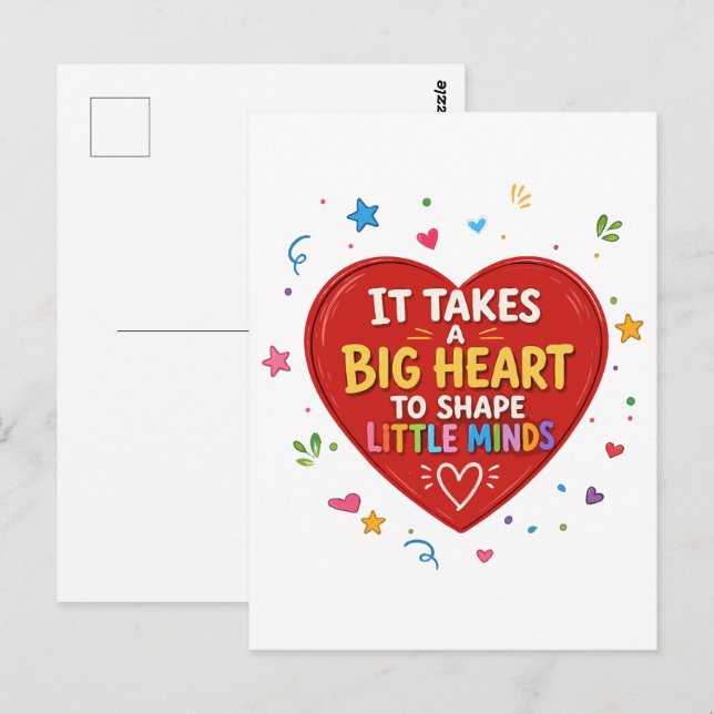 Carte Postale Cadeau pour Enseignant Forme de Coeur Géant Petits (Devant / Derrière)