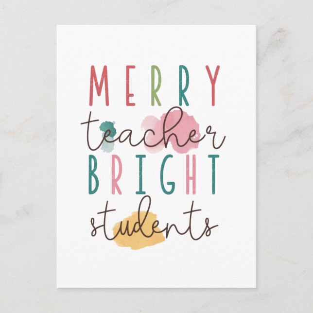 Carte Postale Cadeau pour Enseignant | Joyeux Enseignant Élèves  (Devant)