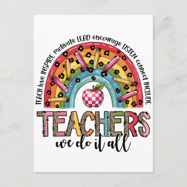 Carte Postale Cadeau pour Enseignant | Les Enseignants Font Tout (Devant)