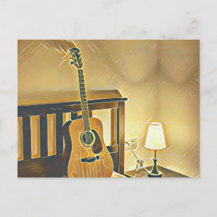 Carte Postale Cadeau pour joueur de guitare acoustique