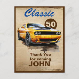 Carte Postale Cadeau pour les 50 ans pour une voiture musculaire