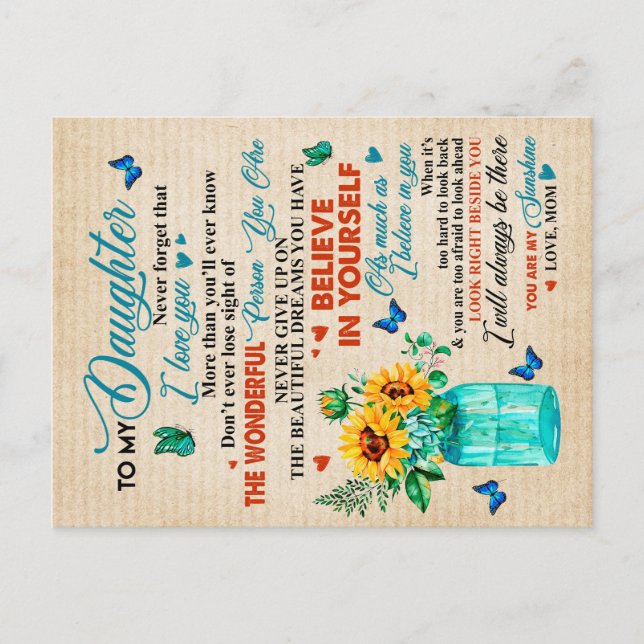 Carte Postale Cadeau pour ma fille,Amoureux de papillon,Cadeau t (Devant)