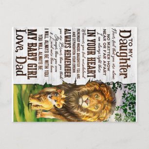 Carte Postale Cadeau pour ma fille lionne, Cadeau d'anniversaire
