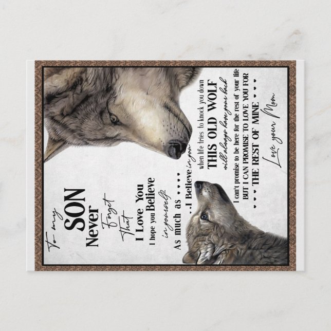 Carte Postale Cadeau pour mon fils, maman et fils, Lettre d'amou (Devant)
