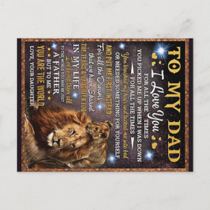 Carte Postale Cadeau pour mon père lion, idée de cadeau d'annive