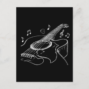 Carte Postale Cadeau pour musicien joueur de guitare acoustique
