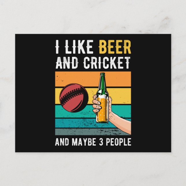 Carte Postale Cadeau Rétro Cricket Et Bière (Devant)