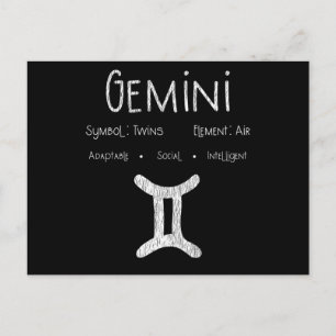 Carte Postale Cadeau Rétro Signe du Zodiaque Gémeaux pour Amateu
