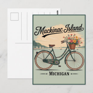 Carte Postale Cadeau Vintage Mackinac Island Michigan avec Fleur