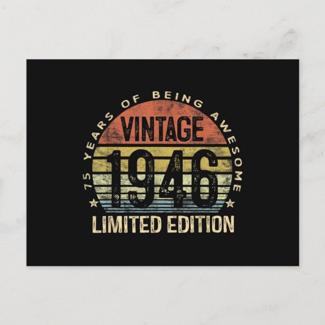 Carte Postale Cadeaux 75 Ans Anniversaire Vintage 1946 (Devant)