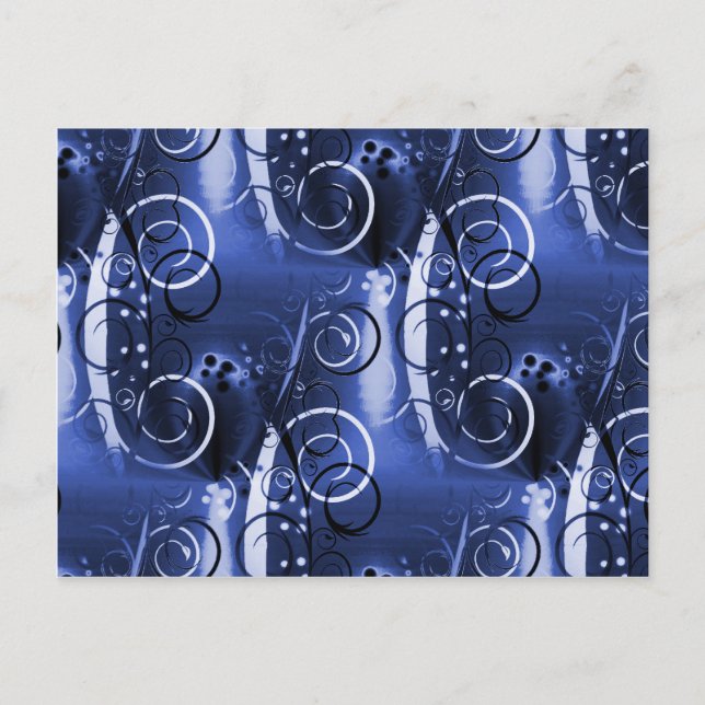 Carte Postale Cadeaux Abstraits Floral Swirl Indigo Blue Girly (Devant)