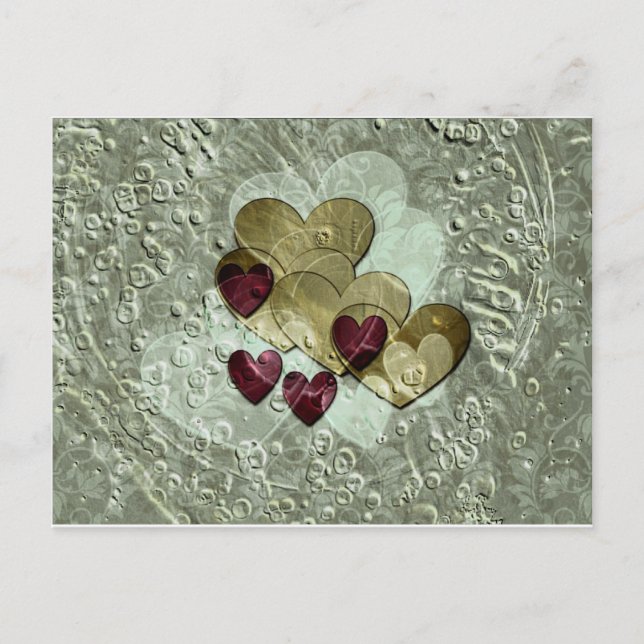 Carte Postale Cadeaux cardiaques | Or et rubis (Devant)
