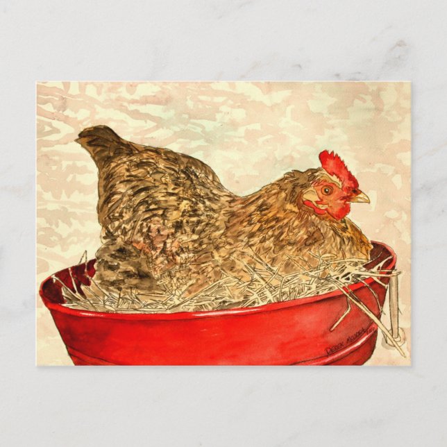 Carte Postale cadeaux d'art de peinture de poulet de poule (Devant)