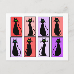 Carte Postale Cadeaux d'art pop de chats noirs