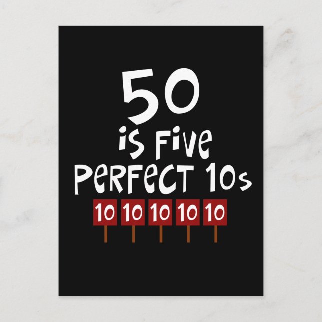 Carte Postale Cadeaux de 50e anniversaire, 50 est 5 10s parfaits (Devant)
