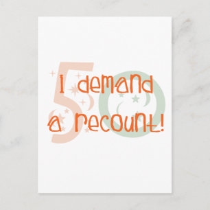 Carte Postale Cadeaux de 50e anniversaire, je demande un recompt