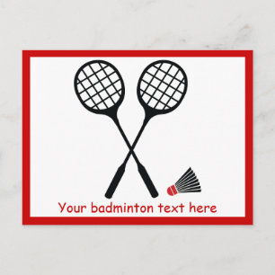 Carte Postale Cadeaux de badminton, raquette et billetterie pers