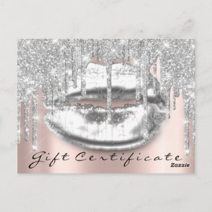 Carte Postale Cadeaux de certificat Kiss LIps Maquillage gris