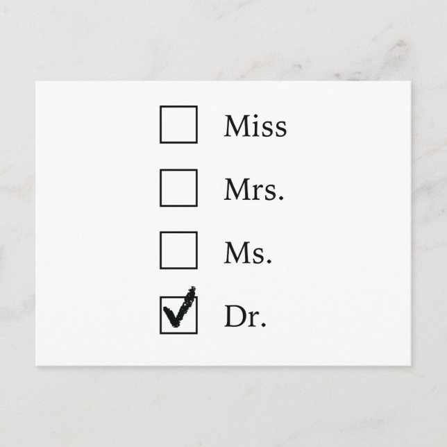 Carte Postale Cadeaux de doctorat pour femmes (Devant)