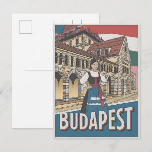 Carte Postale cadeaux de femme locale vintage à budapest hongrie