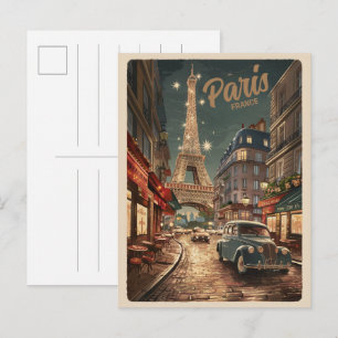 Carte Postale Cadeaux de la Tour Eiffel vintage de Paris pour le
