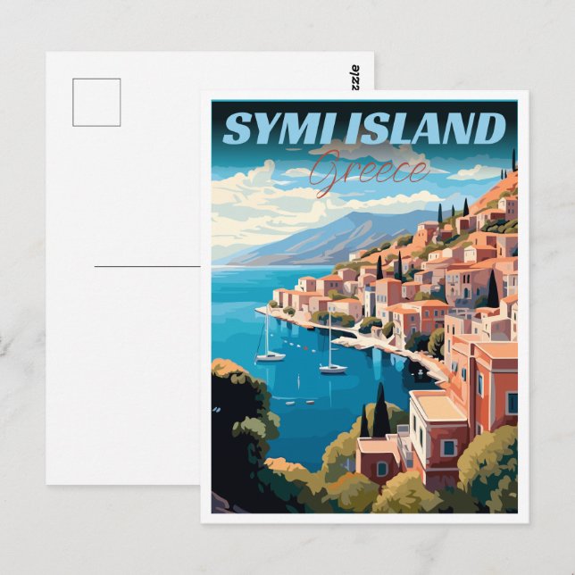 Carte Postale Cadeaux de l'île de Symi en Grèce (Devant / Derrière)