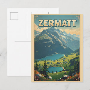 Carte Postale Cadeaux de nature de ski ZERMATT vintage Suisse
