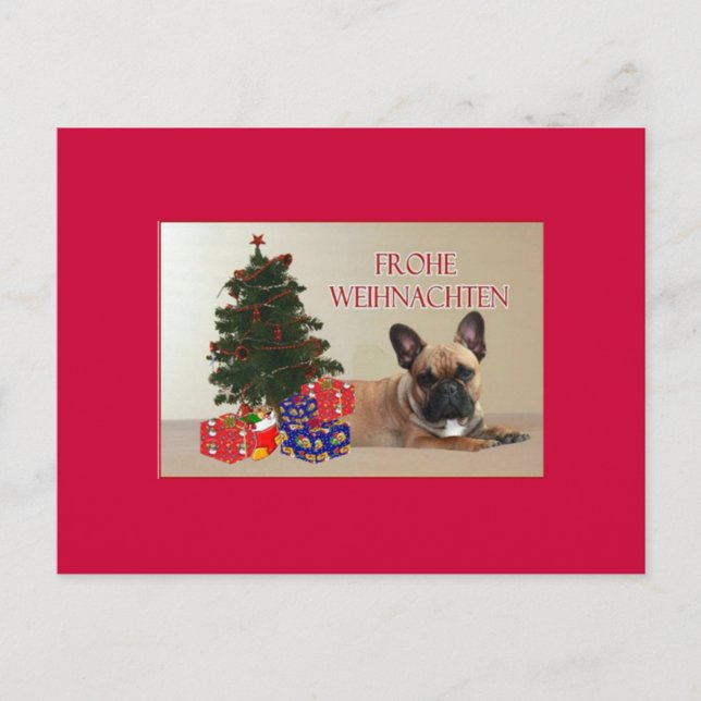 Carte Postale Cadeaux de Noël pour Bouledogue Français (Devant)