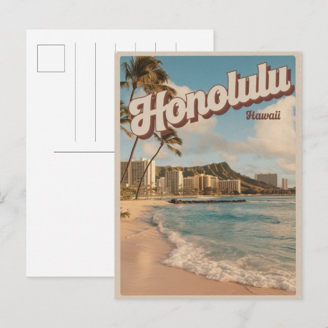 Carte Postale Cadeaux de plage tropicale de Honolulu, Hawaï (Devant / Derrière)