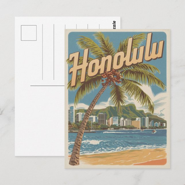 Carte Postale Cadeaux de plage tropicale d'Honolulu, Hawaï (Devant / Derrière)